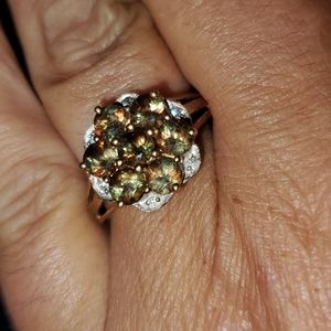 Andalusite ring with very tiny white diamonds
